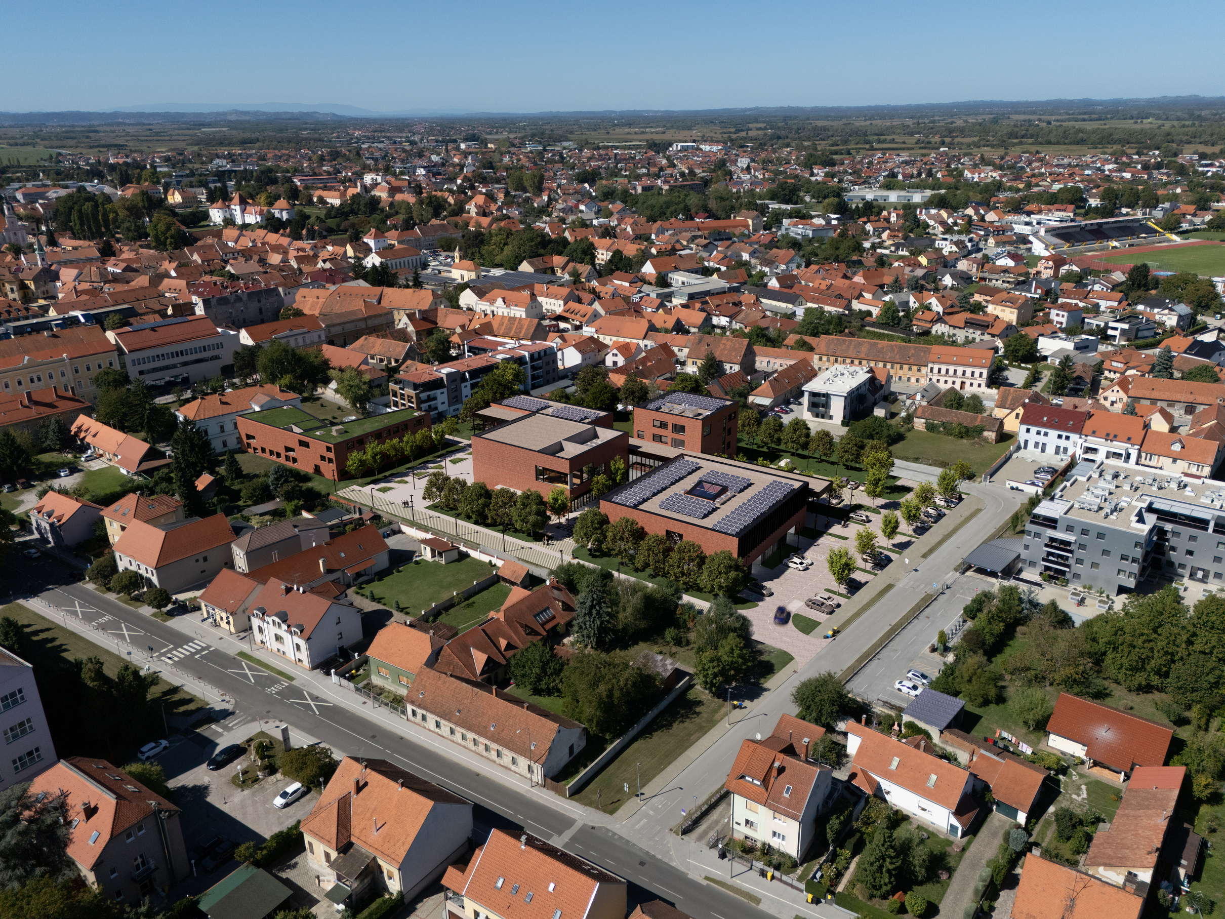 Zračni pogled na Varaždin i lokaciju kampusa